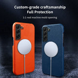 Samsung Galaxy S22 Skal Äkta Läder MagSafe Orange