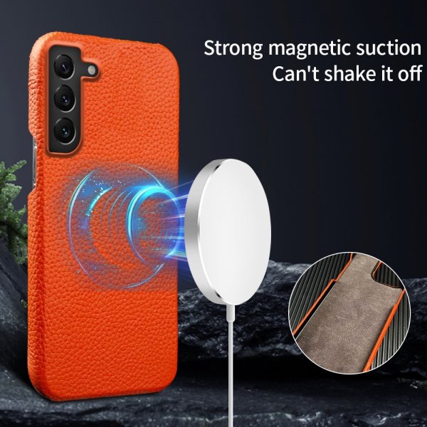 Samsung Galaxy S22 Skal Äkta Läder MagSafe Orange
