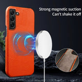 Samsung Galaxy S22 Skal Äkta Läder MagSafe Orange