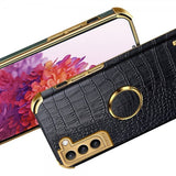 Samsung Galaxy S22 Skal Krokodilmönster Finger Ring Röd