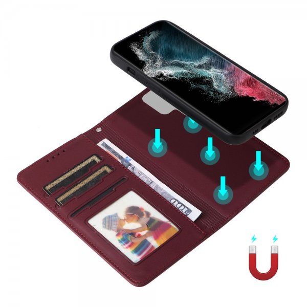 Betopnice Samsung Galaxy S22 Ultra Fodral med Löstagbart Skal 005 Röd