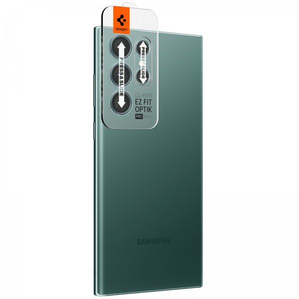 Spigen Samsung Galaxy S22 Ultra Kameraskydd GLAS.tR EZ Fit Optik Pro 2-pack Grön