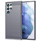 Samsung Galaxy S22 Ultra Skal Borstad Kolfibertextur Grå