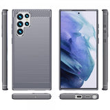 Samsung Galaxy S22 Ultra Skal Borstad Kolfibertextur Grå