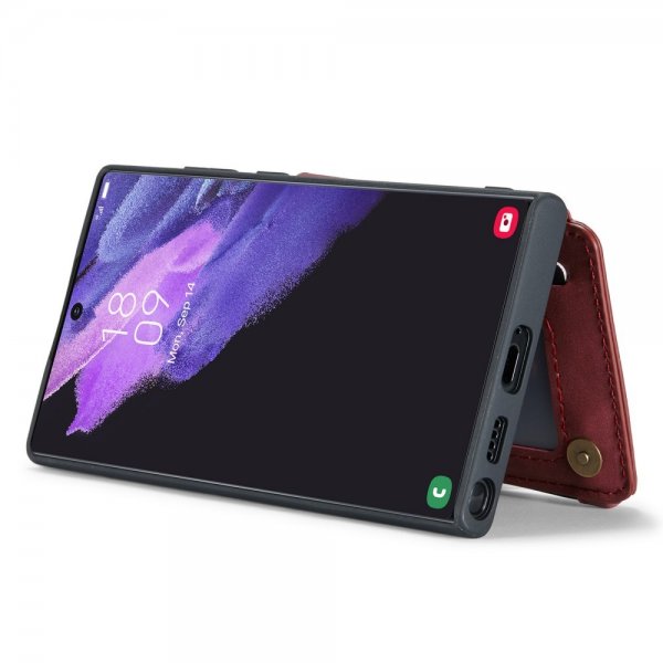 CaseMe Samsung Galaxy S22 Ultra Skal C20 Kortfack Dragkedja Röd
