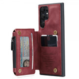 CaseMe Samsung Galaxy S22 Ultra Skal C20 Kortfack Dragkedja Röd