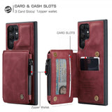 CaseMe Samsung Galaxy S22 Ultra Skal C20 Kortfack Dragkedja Röd