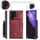 CaseMe Samsung Galaxy S22 Ultra Skal C20 Kortfack Dragkedja Röd