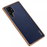 Sulada Samsung Galaxy S22 Ultra Skal Litchimönster Pläterad Kant Blå