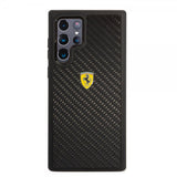 Ferrari Samsung Galaxy S22 Ultra Skal Real Carbon Metal Logo Svart