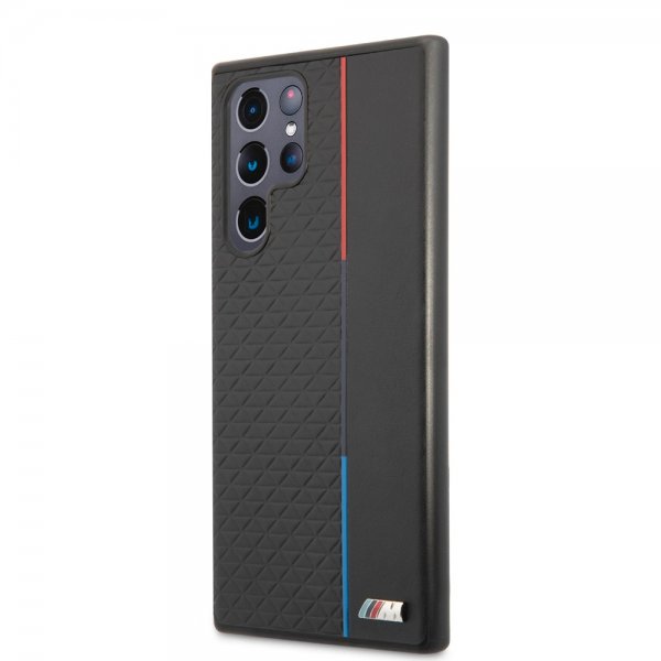 BMW Samsung Galaxy S22 Ultra Skal Triangle Pattern & Tricolor Stripe Svart