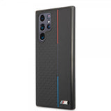 BMW Samsung Galaxy S22 Ultra Skal Triangle Pattern & Tricolor Stripe Svart