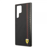 Ferrari Samsung Galaxy S22 Ultra Skal Vertical Stripe Metal Logo Svart