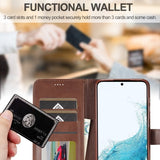 Lc.Imeeke Samsung Galaxy S23 FE Fodral med Kortfack Stativfunktion Brun