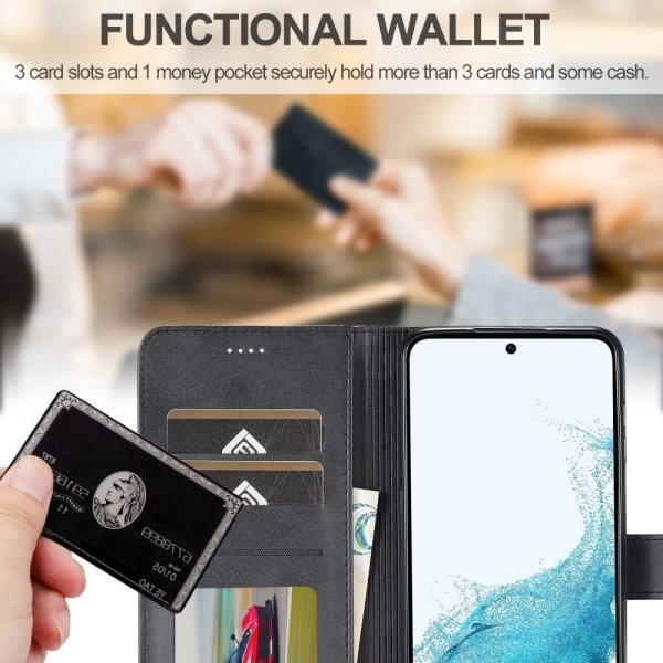 Lc.Imeeke Samsung Galaxy S23 FE Fodral med Kortfack Stativfunktion Svart
