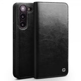 Qialino Samsung Galaxy S23 Fodral Äkta läder Kortfack Svart