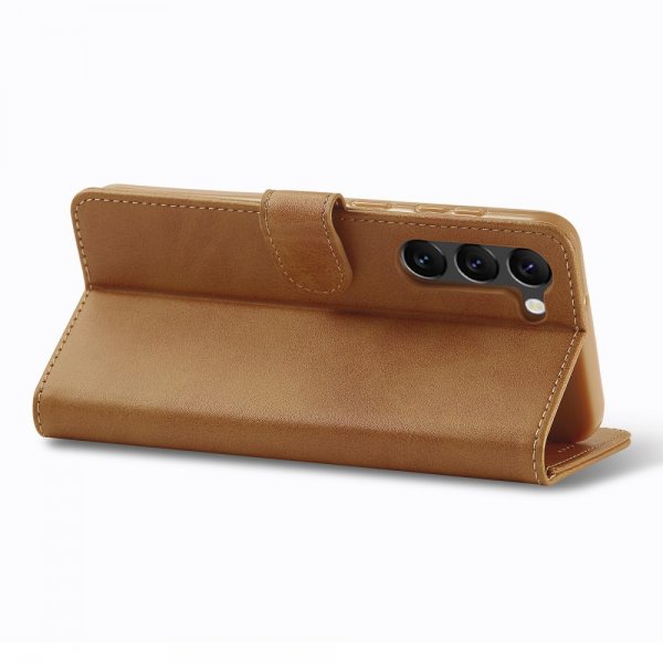 Lc.Imeeke Samsung Galaxy S23 Fodral med Kortfack Stativfunktion Brun