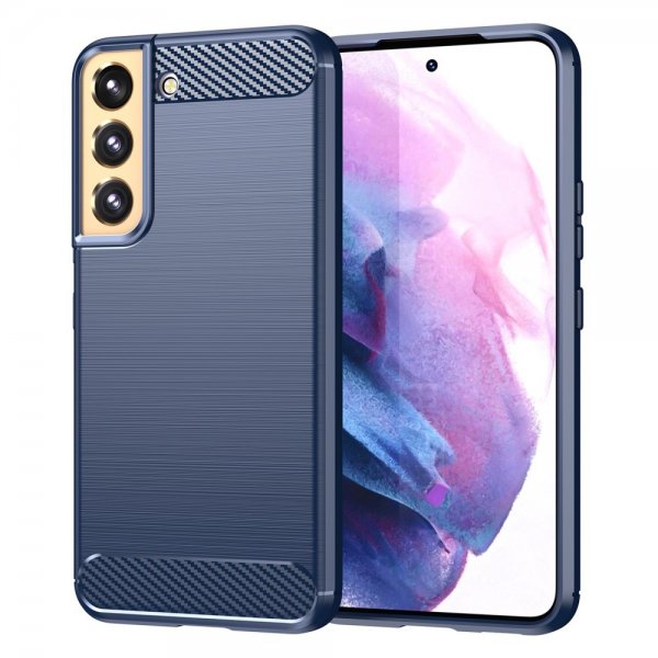 Samsung Galaxy S23 Plus Skal Borstad Kolfibertextur Blå