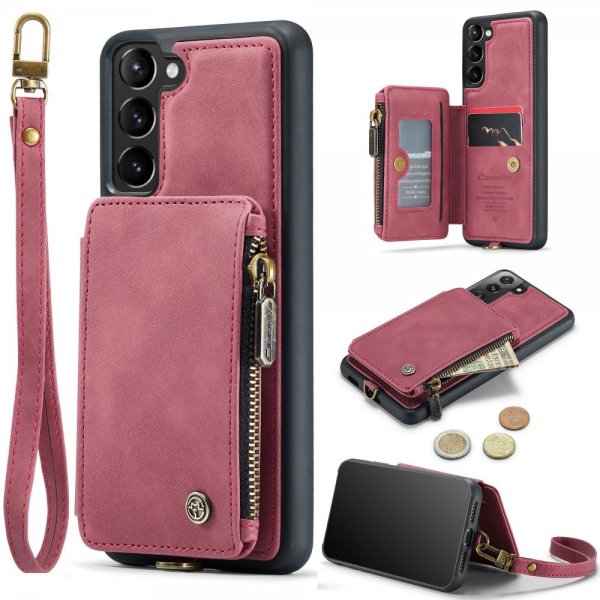 CaseMe Samsung Galaxy S23 Plus Skal C20 Kortfack Dragkedja Röd