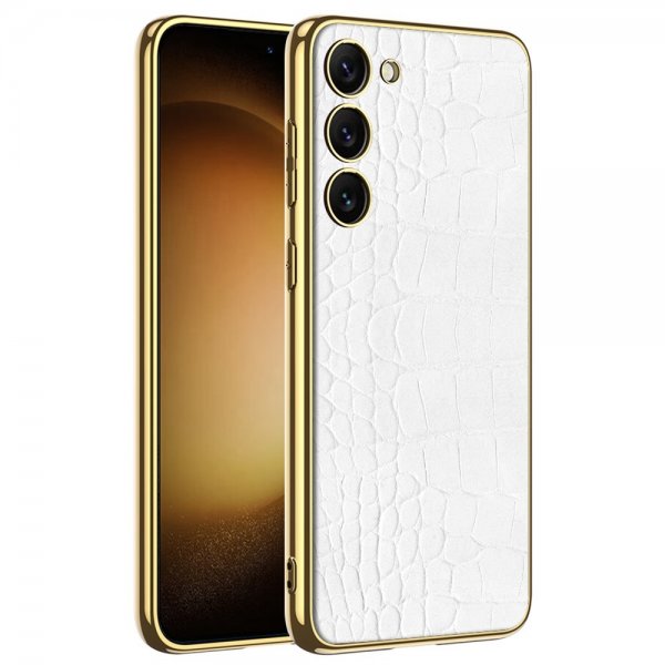 GKK Samsung Galaxy S23 Plus Skal Krokodilmönster Vit