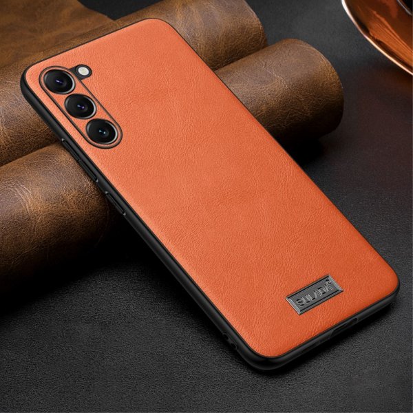 Sulada Samsung Galaxy S23 Plus Skal Lädertextur Orange