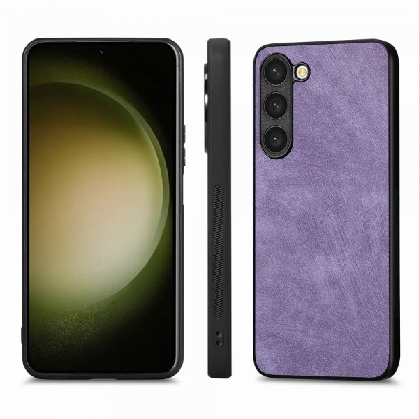 Enkay Samsung Galaxy S23 Plus Skal med Skärmskydd Lädertextur Lila