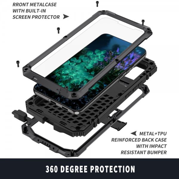 R-JUST Samsung Galaxy S23 Plus Skal Metall Stöttåligt Svart
