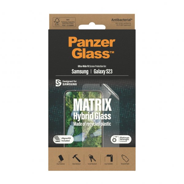 PanzerGlass Samsung Galaxy S23 Skärmskydd Matrix Hybrid Glass EasyAligner