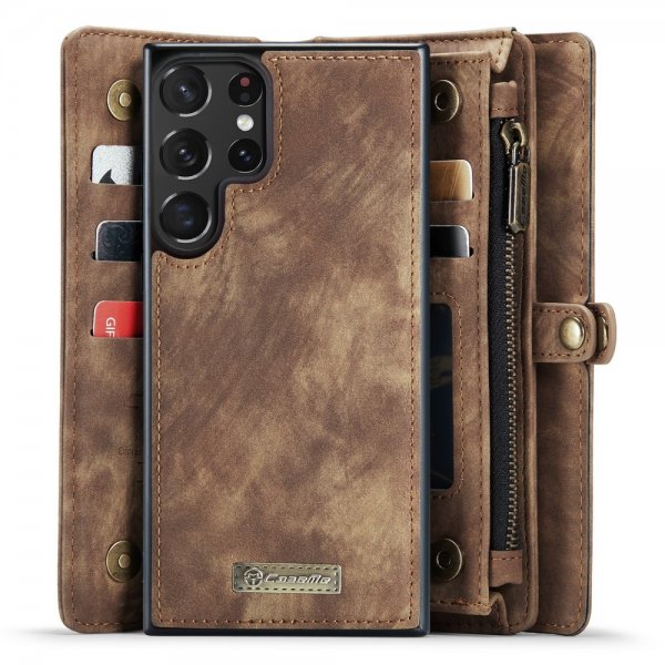 CaseMe Samsung Galaxy S23 Ultra Fodral 008 Series Löstagbart Skal Brun