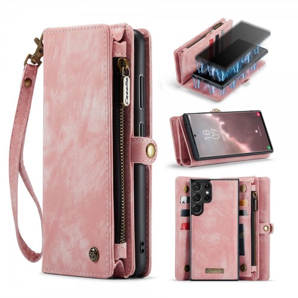 CaseMe Samsung Galaxy S23 Ultra Fodral 008 Series Löstagbart Skal Rosa