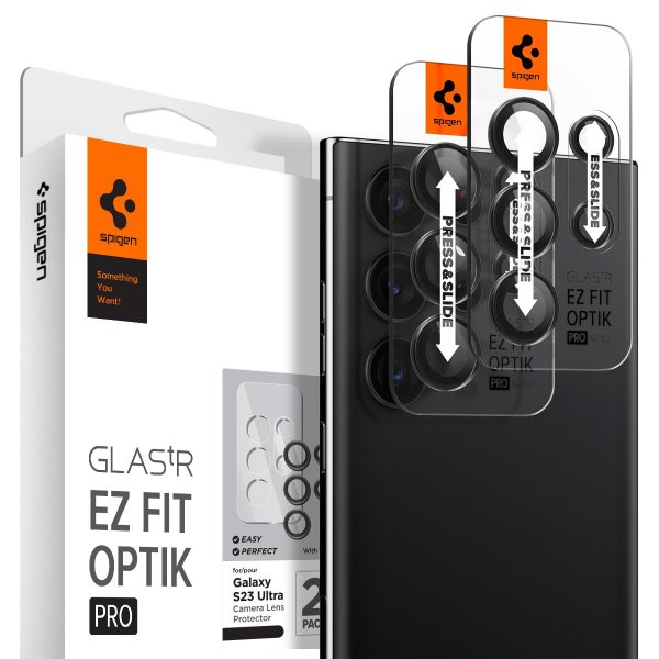 Spigen Samsung Galaxy S23 Ultra Kameraskydd GLAS.tR EZ Fit Optik Pro Svart 2-pack