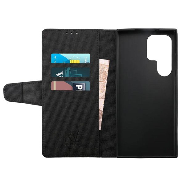 Rvelon Samsung Galaxy S23 Ultra Fodral Utfällbart Kortfack Svart