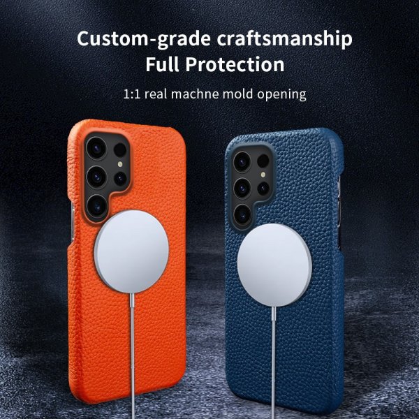 Samsung Galaxy S23 Ultra Skal Äkta Läder MagSafe Mintgrön