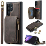 CaseMe Samsung Galaxy S23 Ultra Skal C20 Kortfack Dragkedja Kaffe