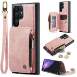 CaseMe Samsung Galaxy S23 Ultra Skal C20 Kortfack Dragkedja Rosa