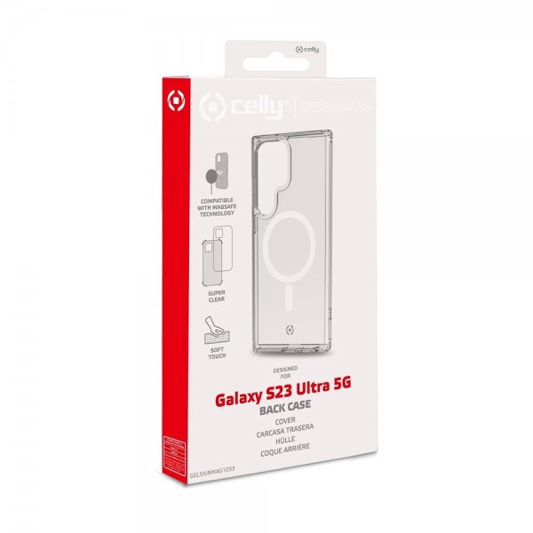 Celly Samsung Galaxy S23 Ultra Skal GELSKINMAG MagSafe Transparent