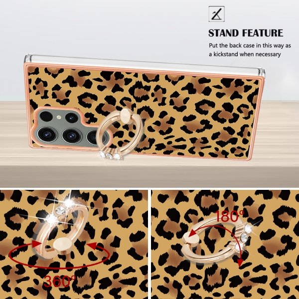 Samsung Galaxy S23 Ultra Skal med Finger Ring Motiv Leopardmönster