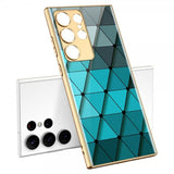 GKK Samsung Galaxy S23 Ultra Skal Motiv Blåa Trianglar