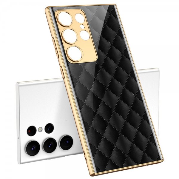 GKK Samsung Galaxy S23 Ultra Skal Motiv Svarta Rutor