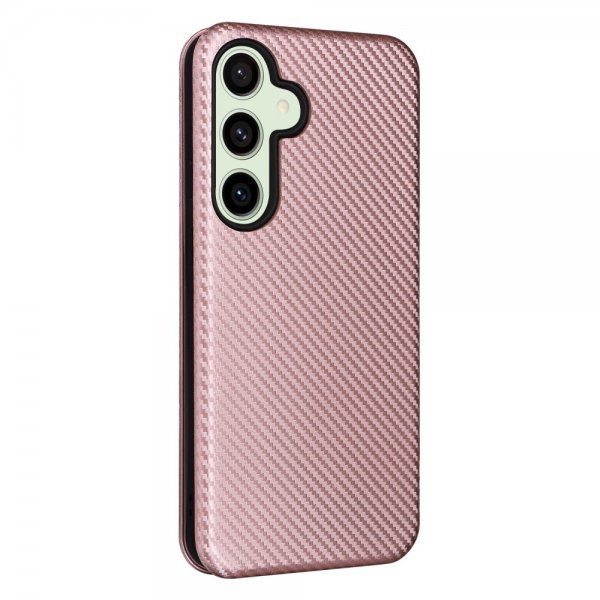 Samsung Galaxy S24 FE Fodral Kolfibertextur Roseguld