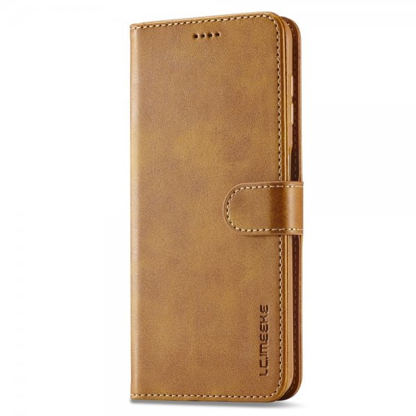 Lc.Imeeke Samsung Galaxy S24 FE Fodral med Kortfack Stativfunktion Ljusbrun