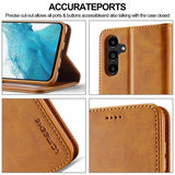 Lc.Imeeke Samsung Galaxy S24 FE Fodral med Kortfack Stativfunktion Ljusbrun