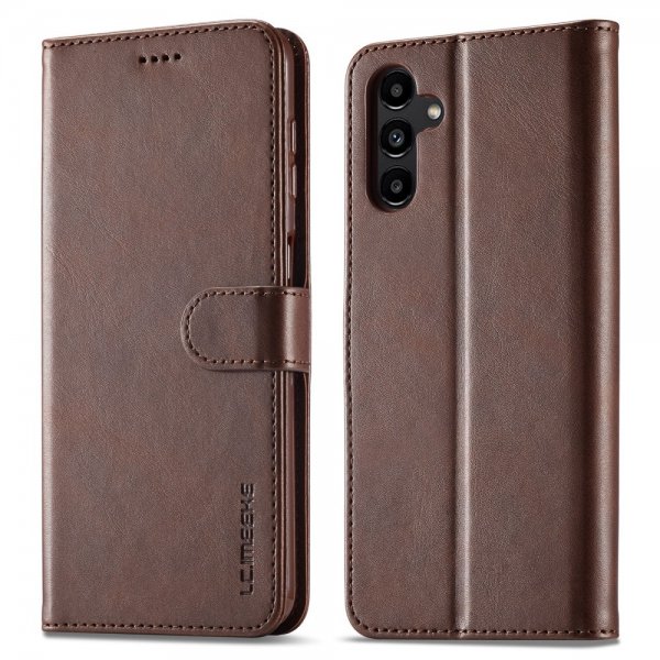 Lc.Imeeke Samsung Galaxy S24 FE Fodral med Kortfack Stativfunktion Mörkbrun