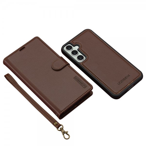 Lc.Imeeke Samsung Galaxy S24 Fodral med Löstagbart Skal L2 Series MagSafe Brun