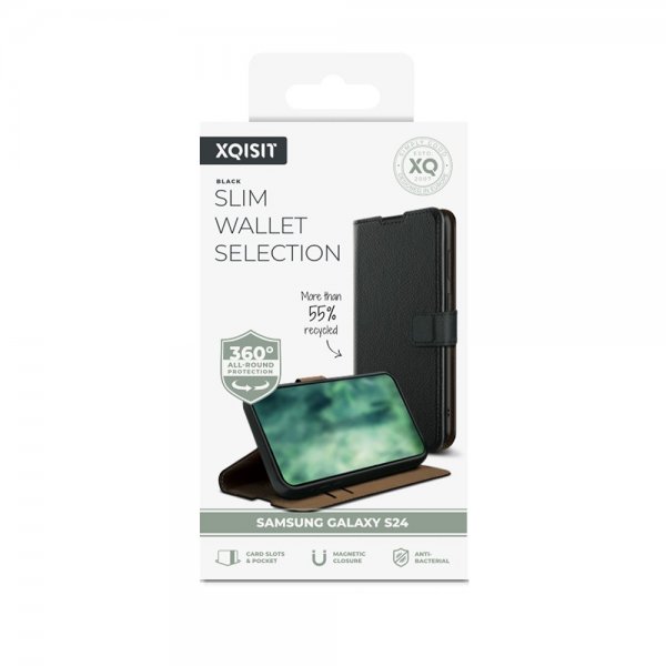 Xqisit Samsung Galaxy S24 Fodral Slim Wallet Selection Svart