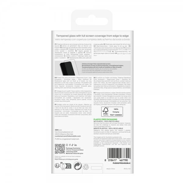 Puro Samsung Galaxy S24/Galaxy S25 Skärmskydd Frame Tempered Glass