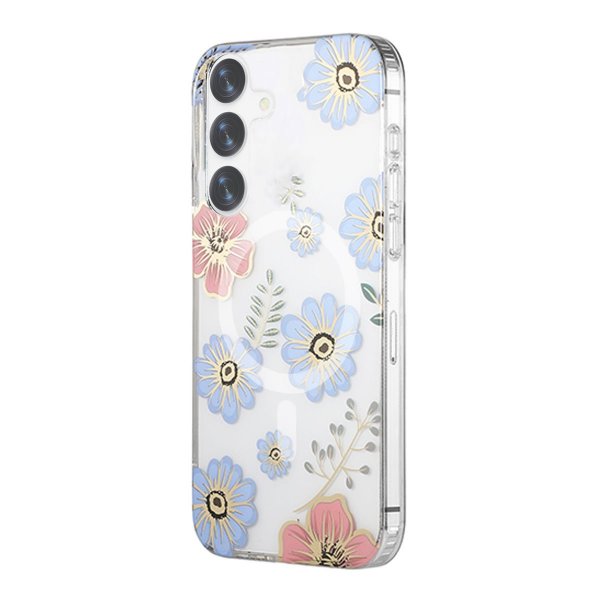 Samsung Galaxy S24 Plus Skal Blommönster MagSafe Röd Blå