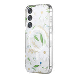Samsung Galaxy S24 Plus Skal Blommönster MagSafe Vit