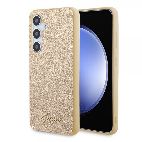 Guess Samsung Galaxy S24 Plus Skal Fixed Glitter Guld