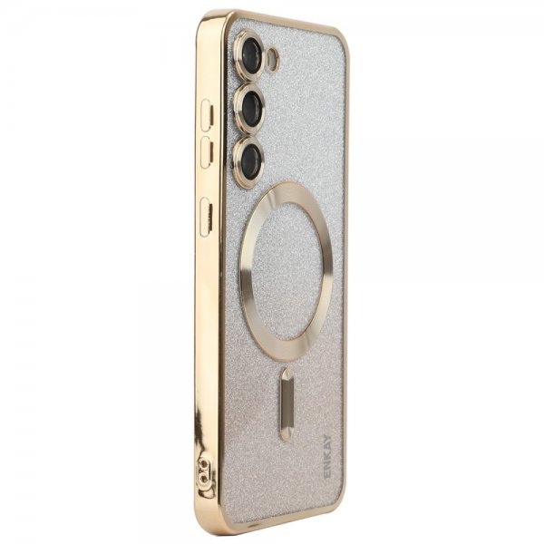 Enkay Samsung Galaxy S24 Plus Skal Pläterad Kant Glitter MagSafe Guld
